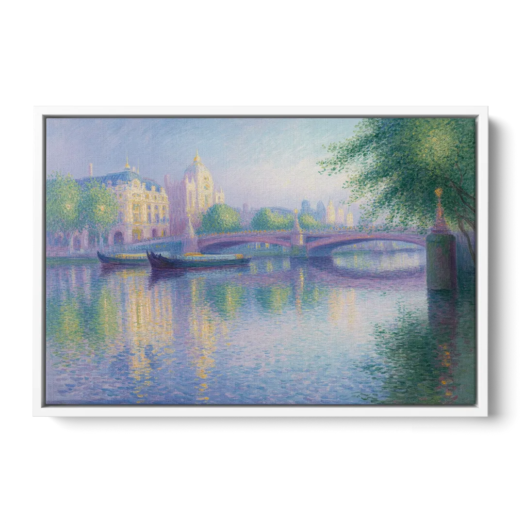Thames Reflections Front - White Canvas Wall Art