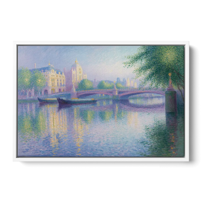 Thames Reflections Front - White Canvas Wall Art