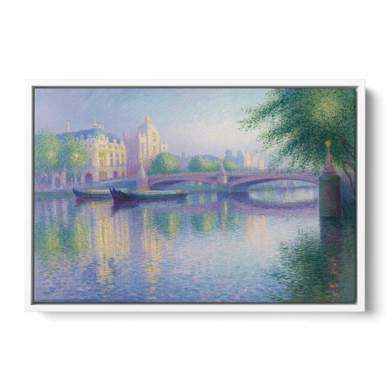 Thames Reflections Front - White Canvas Wall Art