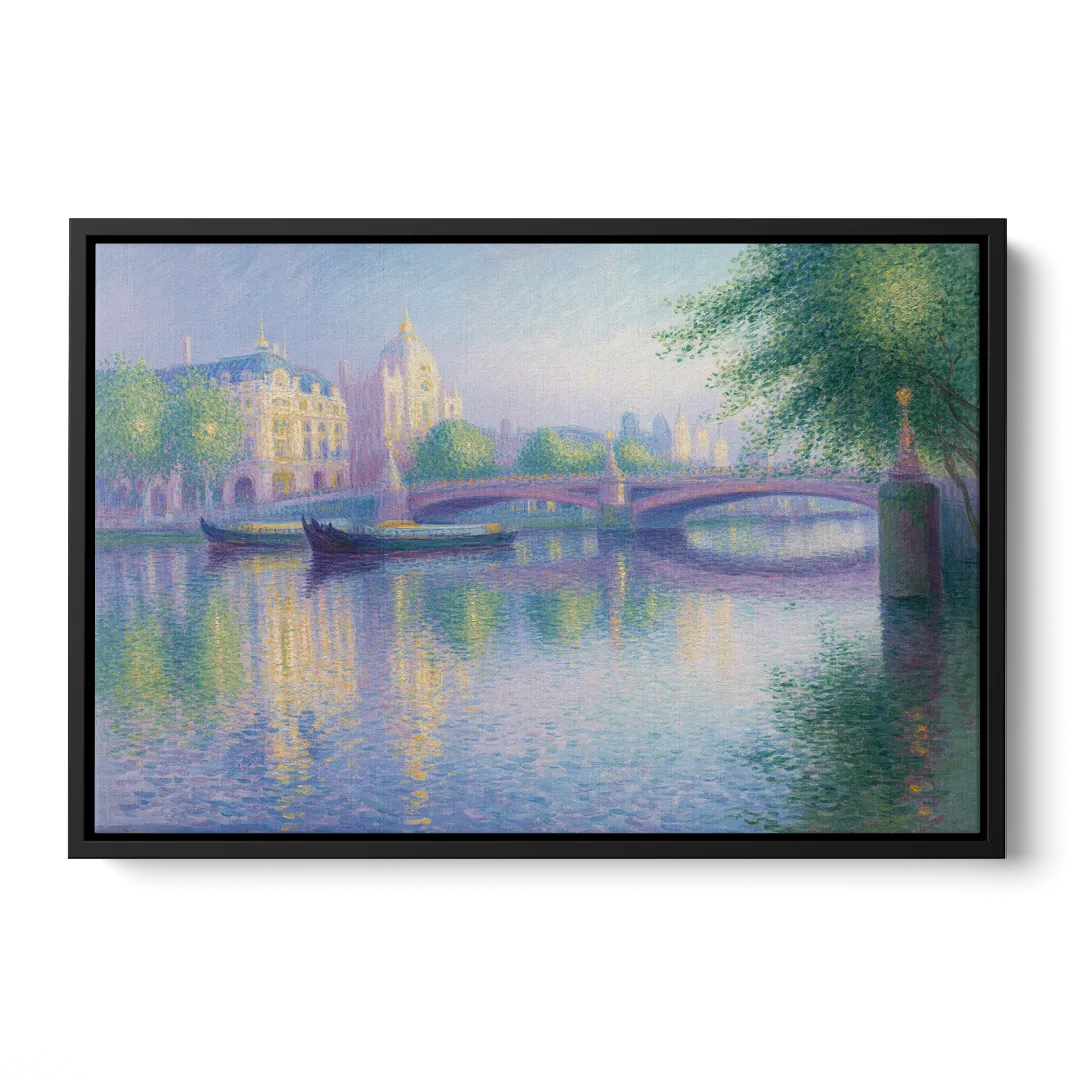 Thames Reflections Front - Black Canvas Wall Art