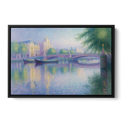 Thames Reflections Front - Black Canvas Wall Art