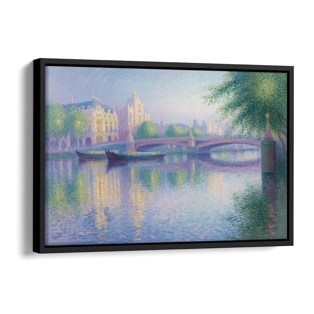 Thames Reflections Side - Black Canvas Wall Art