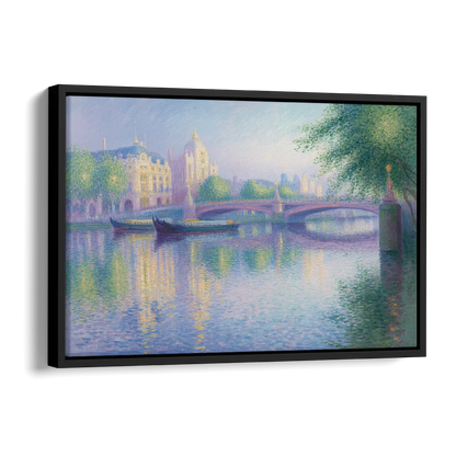 Thames Reflections Side - Black Canvas Wall Art