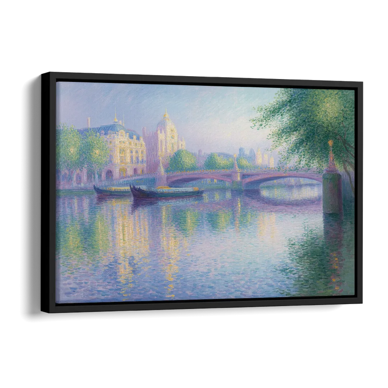 Thames Reflections Side - Black Canvas Wall Art