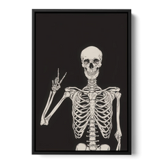 The Cool Halloween Skeleton - Black Framed Canvas Wall Art - Front