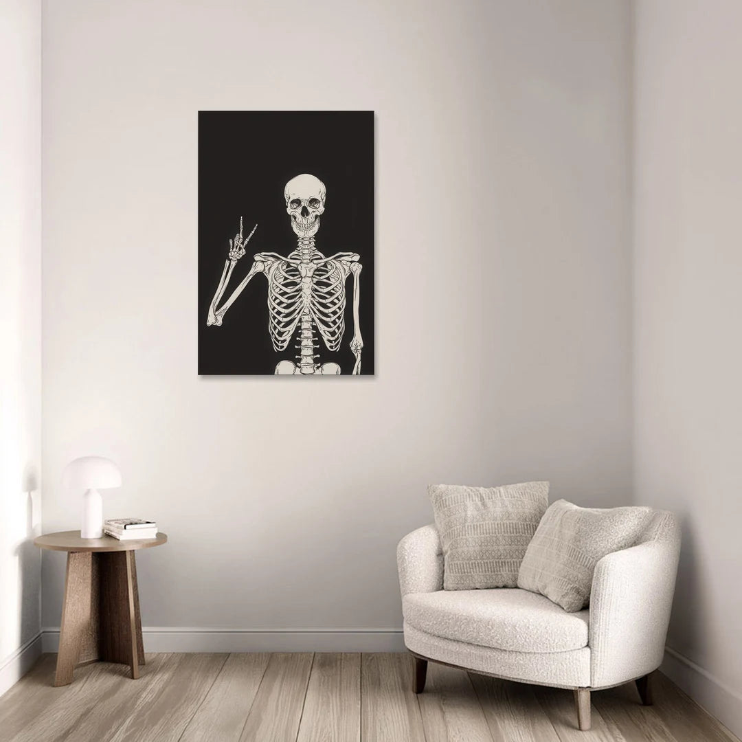 The Cool Halloween Skeleton - Canvas Wall Art - Sofa - 24x36
