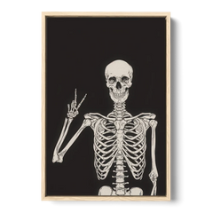 The Cool Halloween Skeleton - Oak Framed Canvas Wall Art - Front