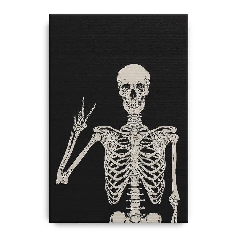 The Cool Halloween Skeleton Front - Canvas Wall Art