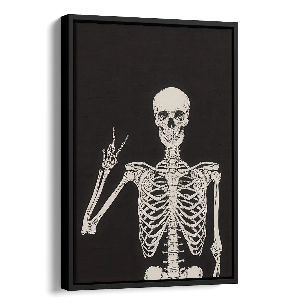 The Cool Halloween Skeleton Side - Black Canvas Wall Art