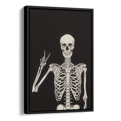 The Cool Halloween Skeleton Side - Black Canvas Wall Art
