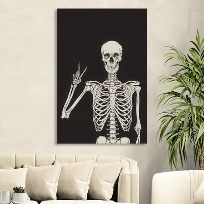 The Cool Halloween Skeleton Sitting Room - Canvas Wall Art