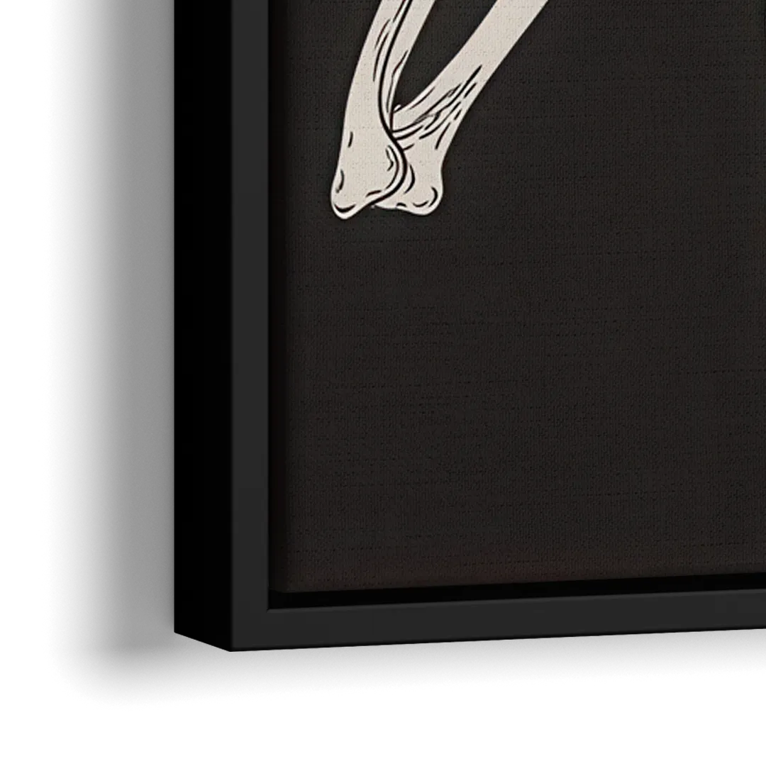 The Cool Halloween Skeleton - Close-Up Black Frame Canvas