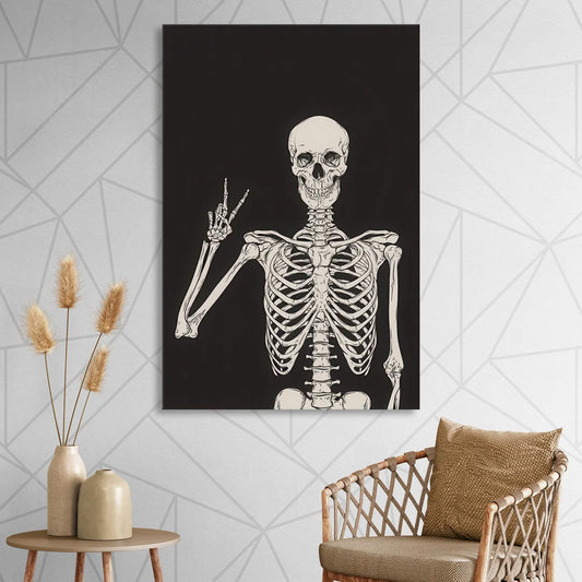 The Cool Halloween Skeleton Living Room - Canvas Wall Art