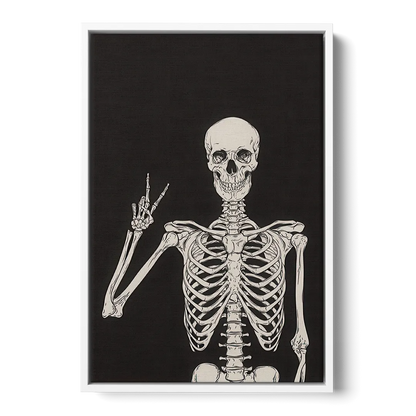 The Cool Halloween Skeleton - White Frame Canvas