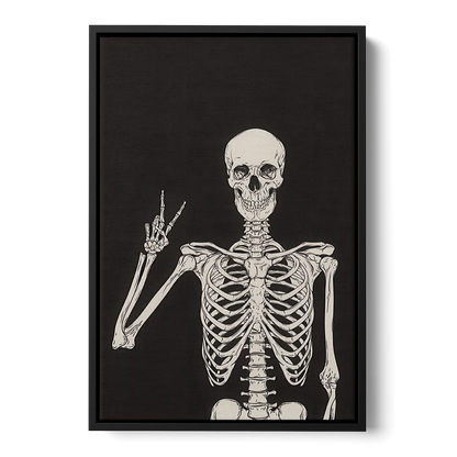 The Cool Halloween Skeleton Front - Black Canvas Wall Art