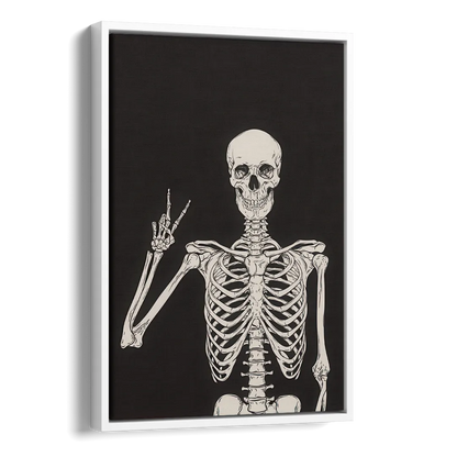The Cool Halloween Skeleton Side - White Canvas Wall Art