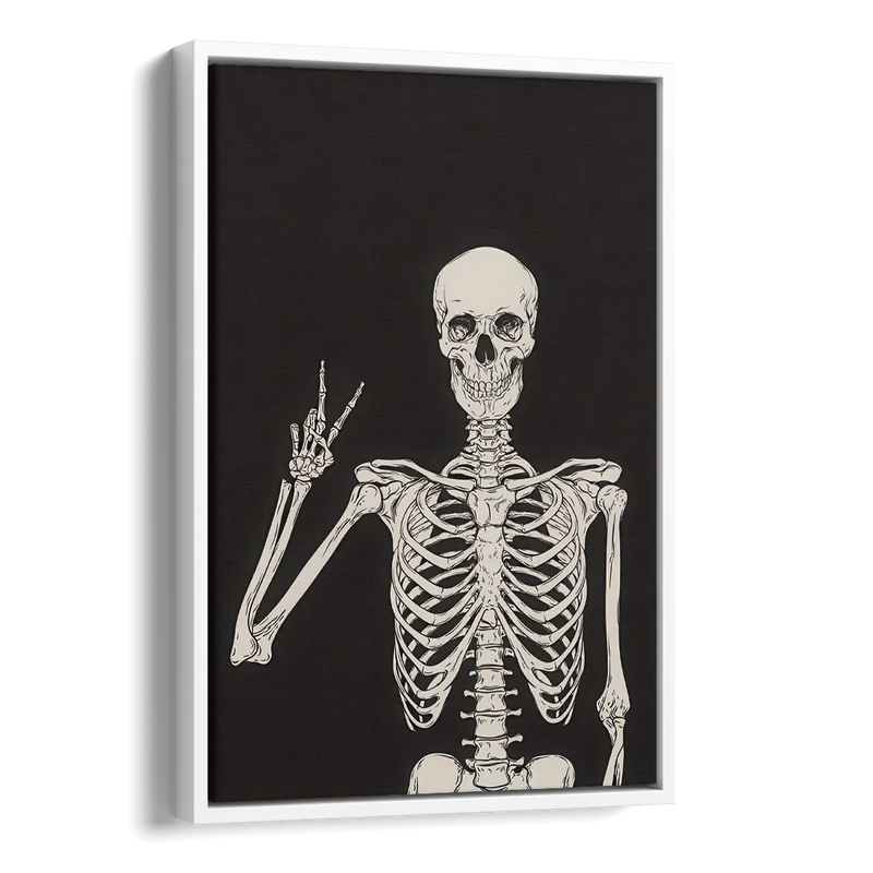 The Cool Halloween Skeleton Side - White Canvas Wall Art