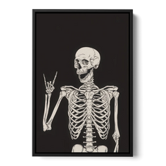 The Fun Halloween Skeleton - Black Framed Canvas Wall Art - Front