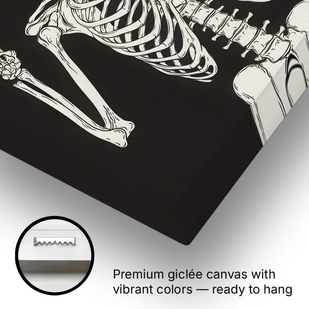 The Fun Halloween Skeleton - Canvas Wall Art - Gallery Wrap Corner