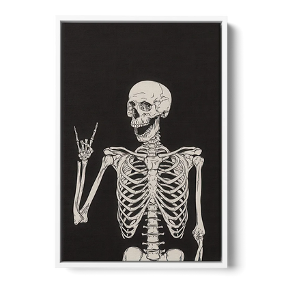 The Fun Halloween Skeleton - White Frame Canvas