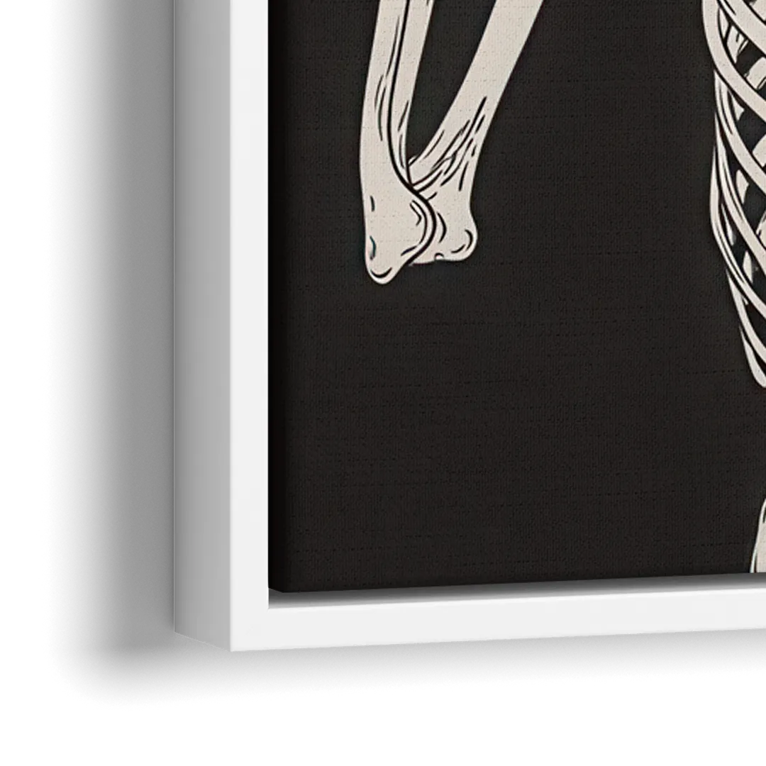 The Fun Halloween Skeleton - Close-Up White Frame Canvas