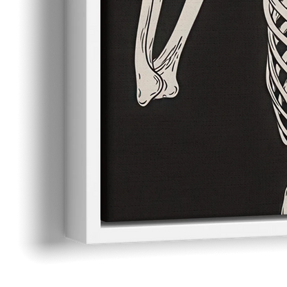 The Fun Halloween Skeleton - Close-Up White Frame Canvas