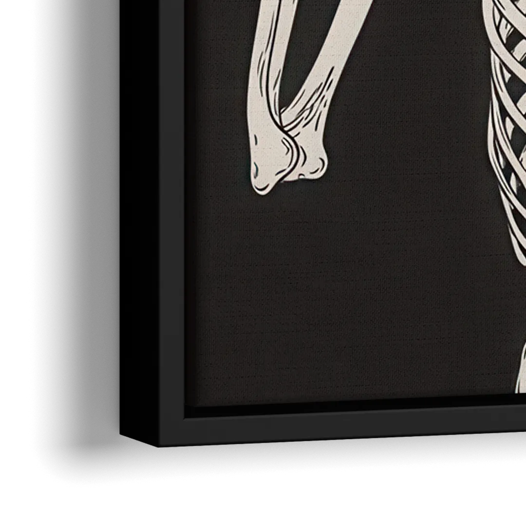 The Fun Halloween Skeleton - Close-Up Black Frame Canvas