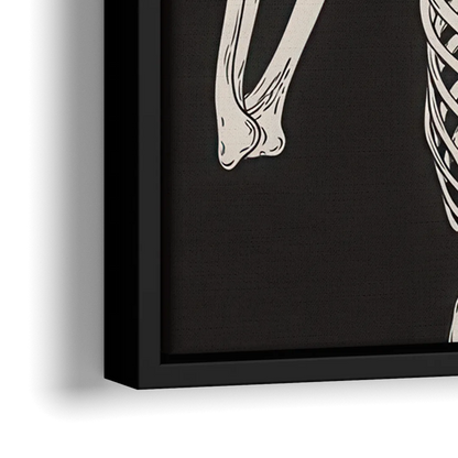The Fun Halloween Skeleton - Close-Up Black Frame Canvas