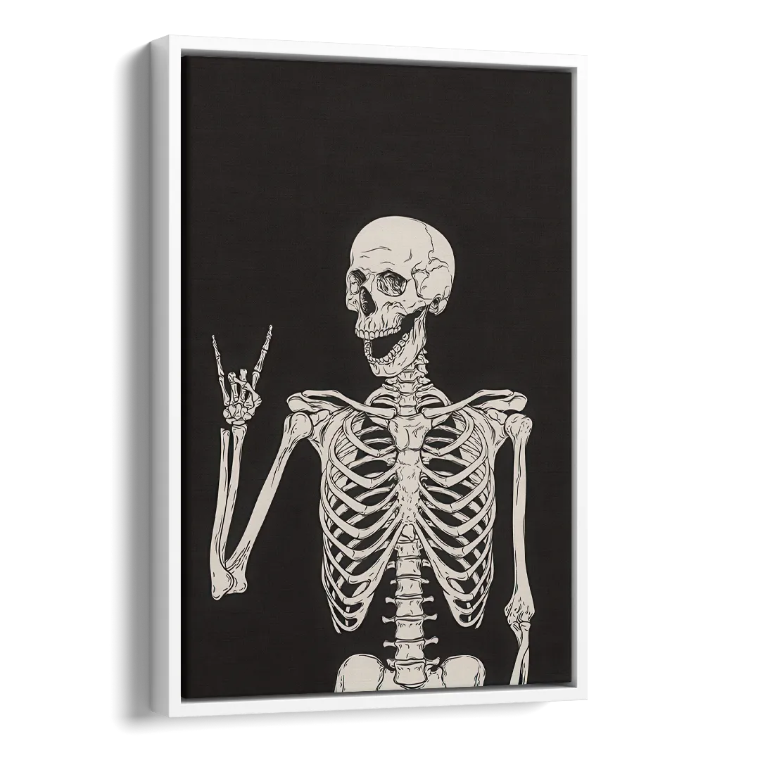 The Fun Halloween Skeleton Side - White Canvas Wall Art