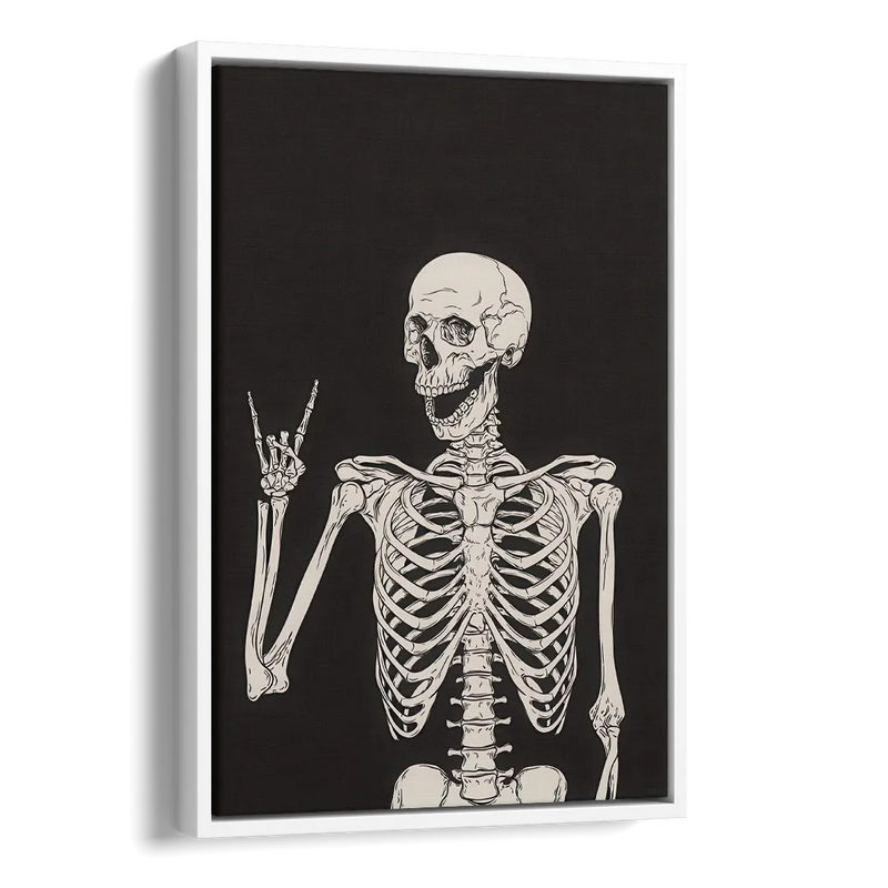 The Fun Halloween Skeleton Side - White Canvas Wall Art