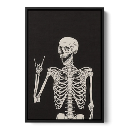The Fun Halloween Skeleton Front - Black Canvas Wall Art