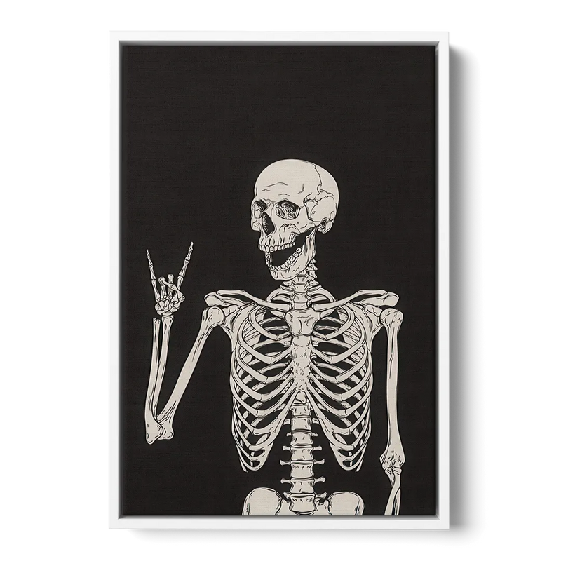 The Fun Halloween Skeleton Front - White Canvas Wall Art