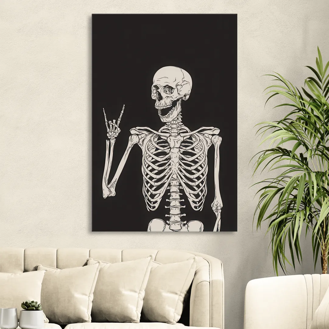 The Fun Halloween Skeleton Living Room - Canvas Wall Art