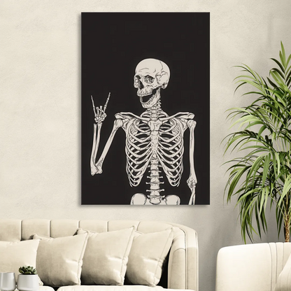 The Fun Halloween Skeleton Living Room - Canvas Wall Art