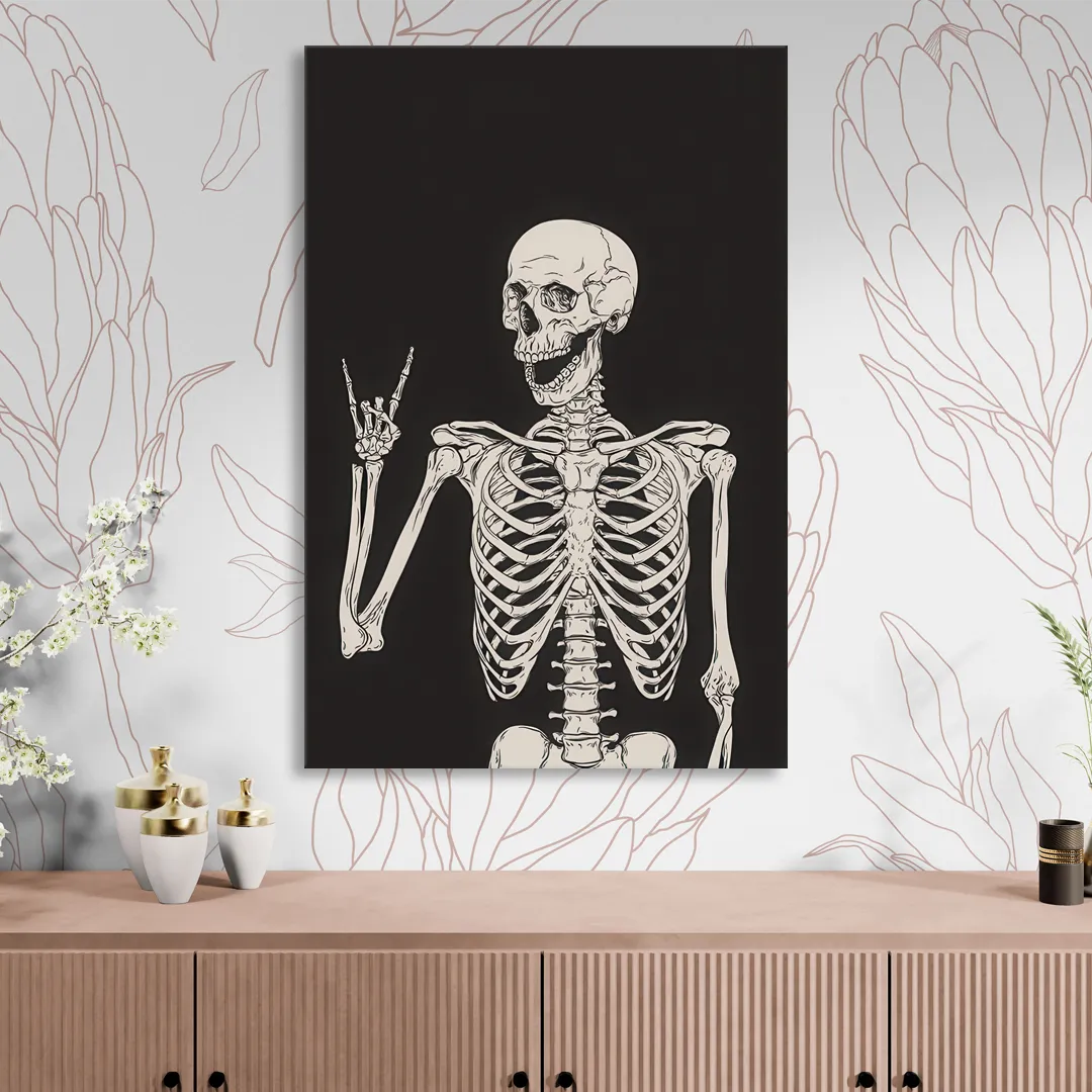 The Fun Halloween Skeleton Sitting Room - Canvas Wall Art