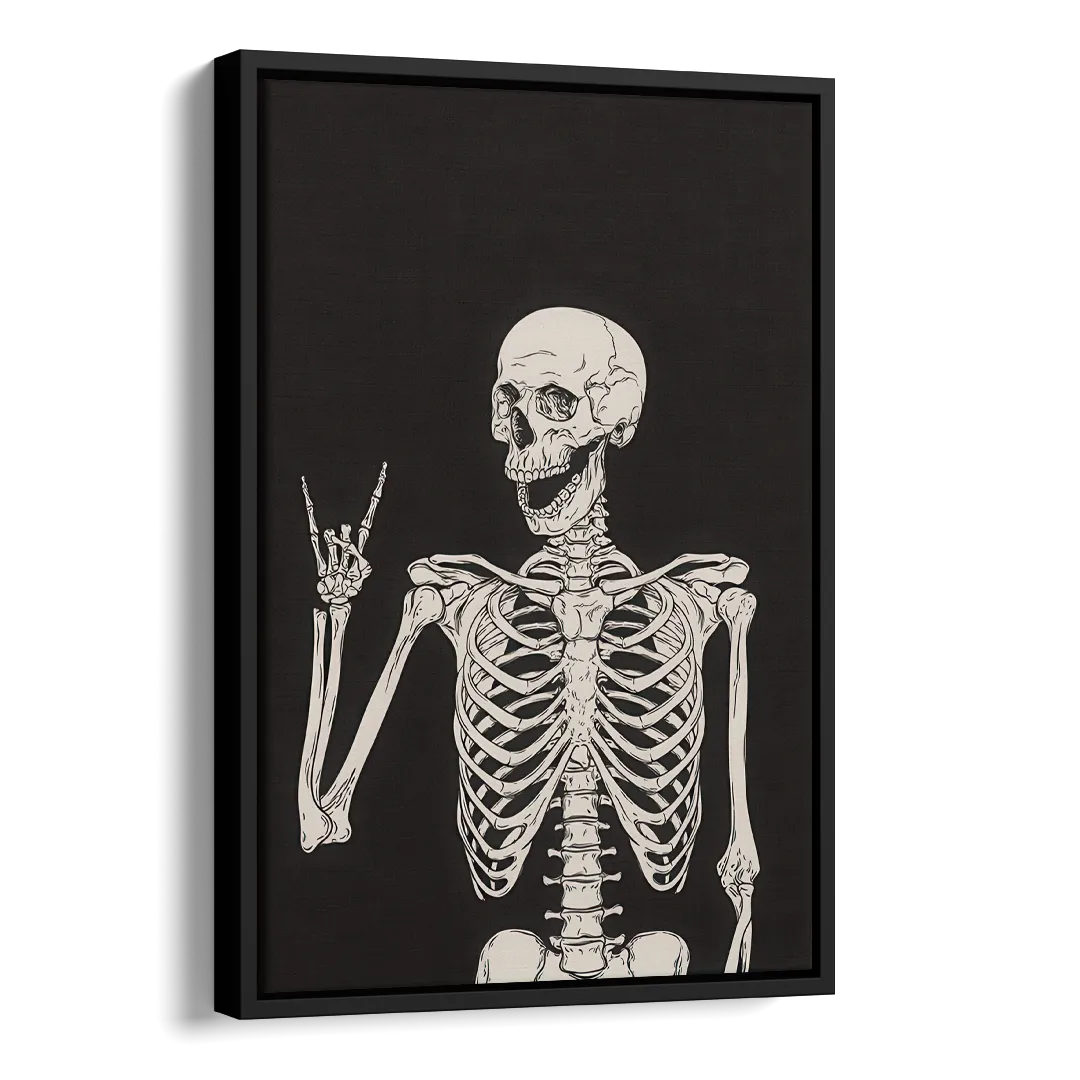 The Fun Halloween Skeleton Side - Black Canvas Wall Art