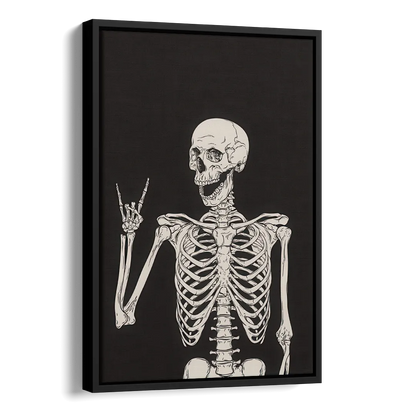 The Fun Halloween Skeleton Side - Black Canvas Wall Art