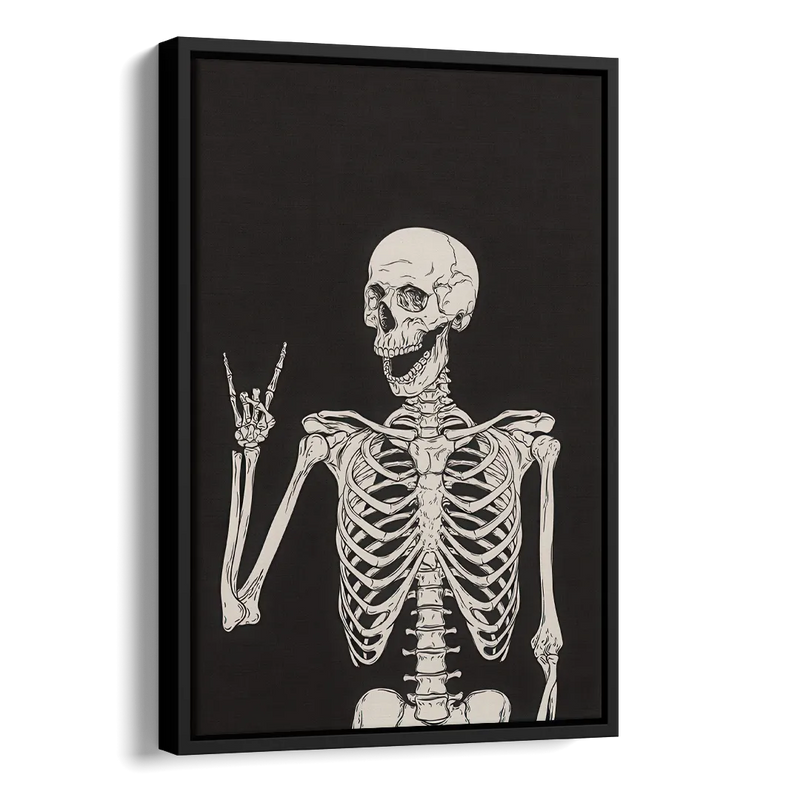 The Fun Halloween Skeleton Side - Black Canvas Wall Art