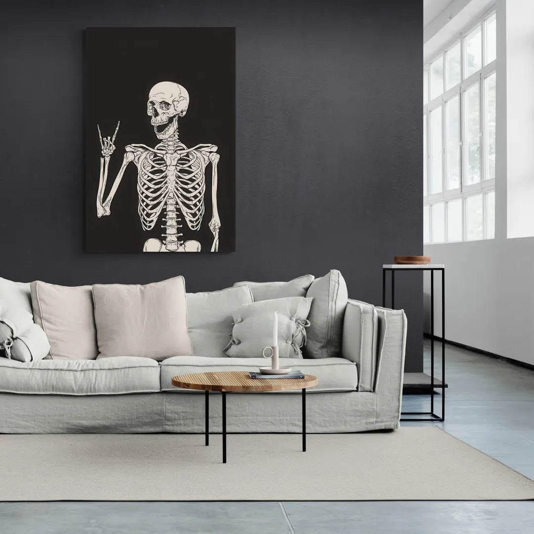 The Fun Halloween Skeleton - Canvas Wall Art Living Room