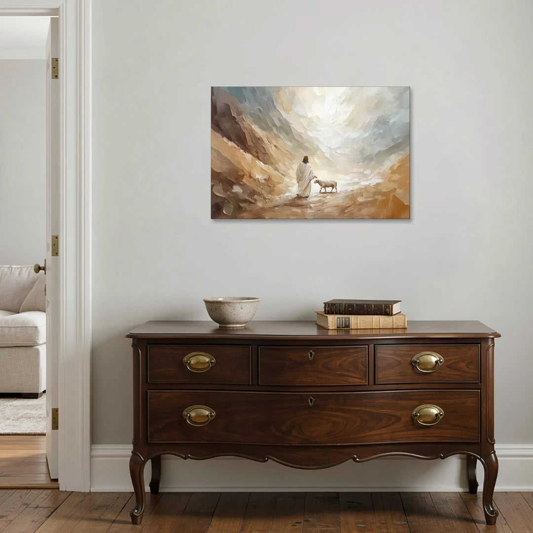 The Good Shepherd Abstract Christian - Canvas Wall Art - Coffee Table - 36x24