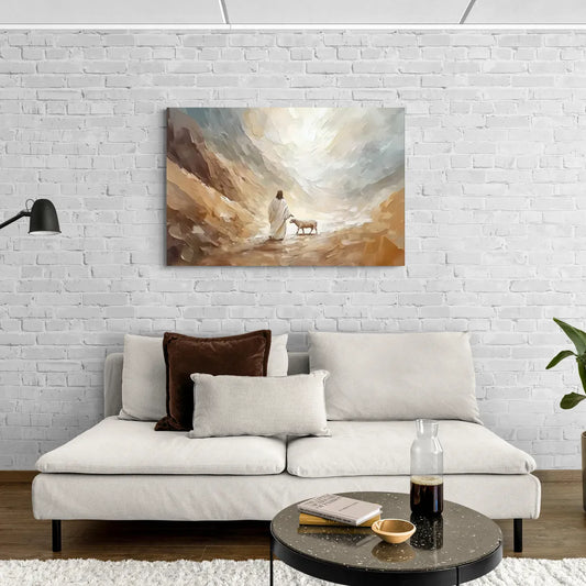 The Good Shepherd Abstract Christian - Canvas Wall Art Living Room