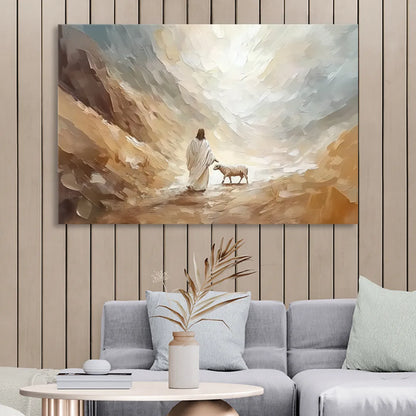 The Good Shepherd Abstract Christian Sitting Room - Canvas Wall Art