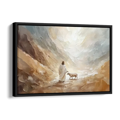 The Good Shepherd Abstract Christian Side - Black Canvas Wall Art