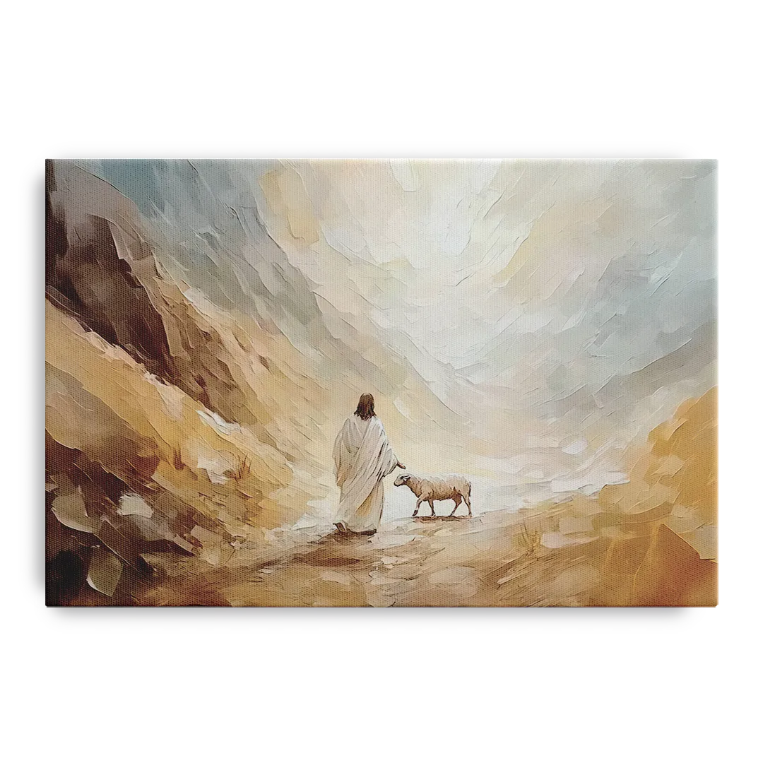 The Good Shepherd Abstract Christian Front - Canvas Wall Art