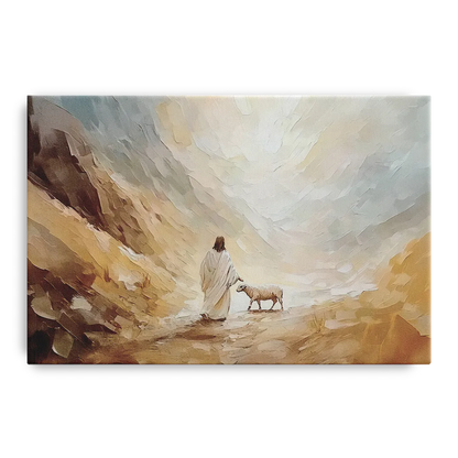 The Good Shepherd Abstract Christian Front - Canvas Wall Art