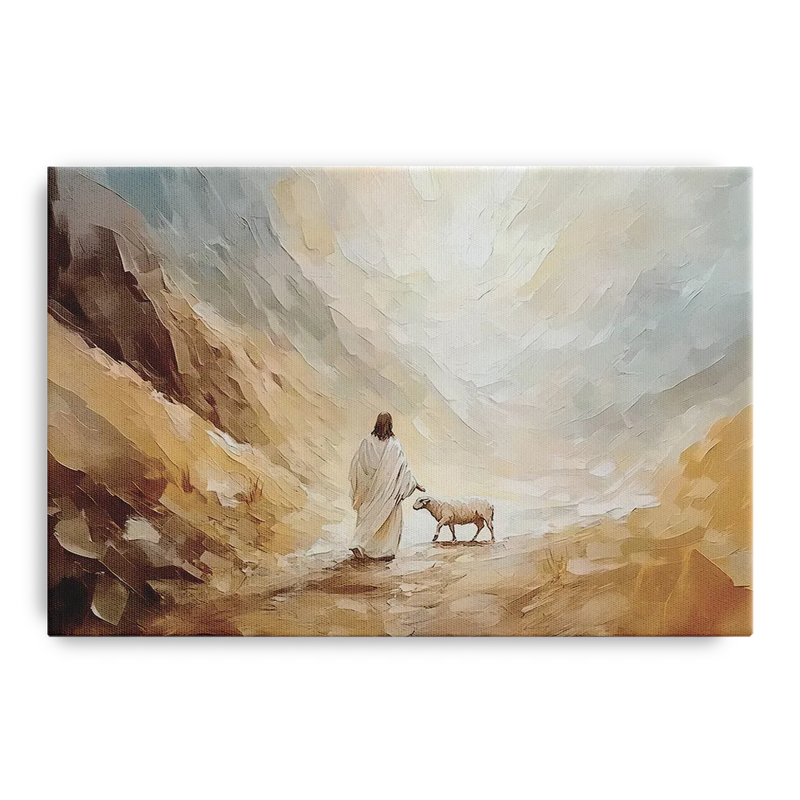The Good Shepherd Abstract Christian Front - Canvas Wall Art