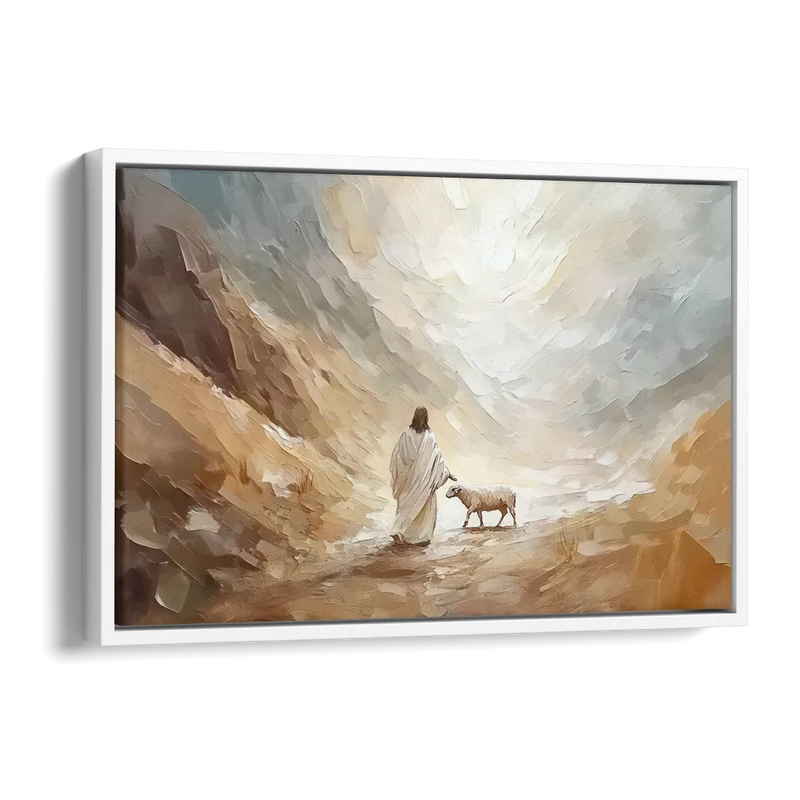 The Good Shepherd Abstract Christian Side - White Canvas Wall Art