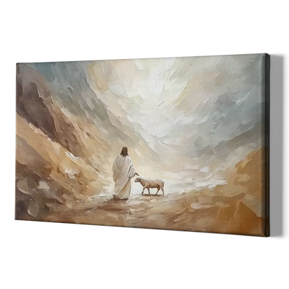 The Good Shepherd Abstract Christian - Canvas Print Art Sides