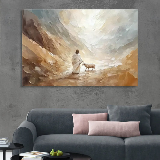 The Good Shepherd Abstract Christian Living Room - Canvas Wall Art