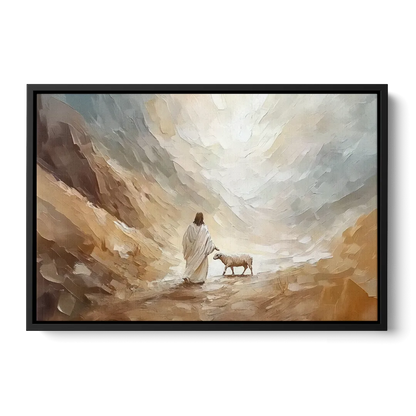 The Good Shepherd Abstract Christian - Black Frame Canvas